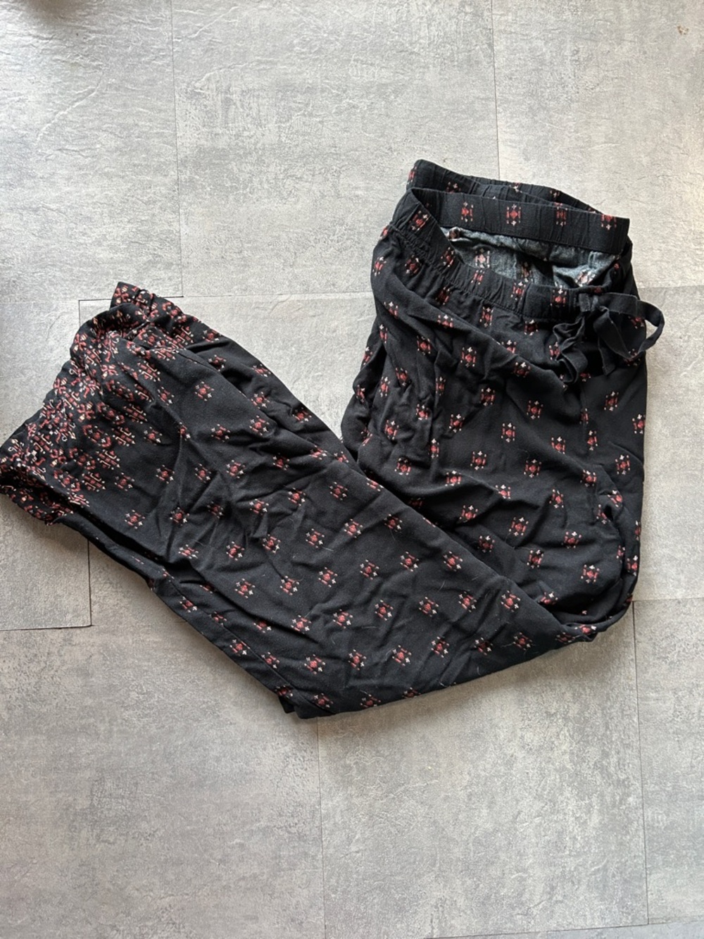Coldwater creek elastic waist boho pull on paisley print pants large